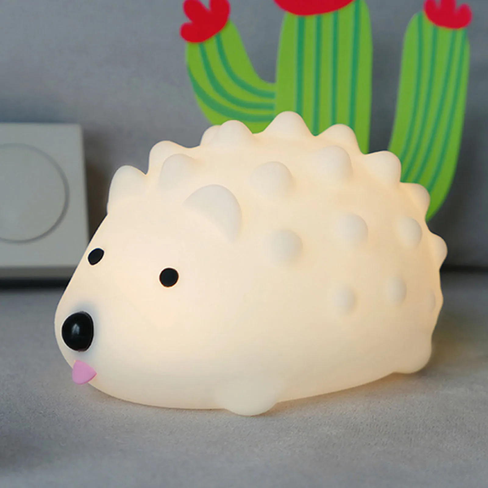 Hedgehog Night Light Led Rechargeable Silicone USB Children Cartoon Remote Control Home Led Bedside Light Lamp Small Ornaments