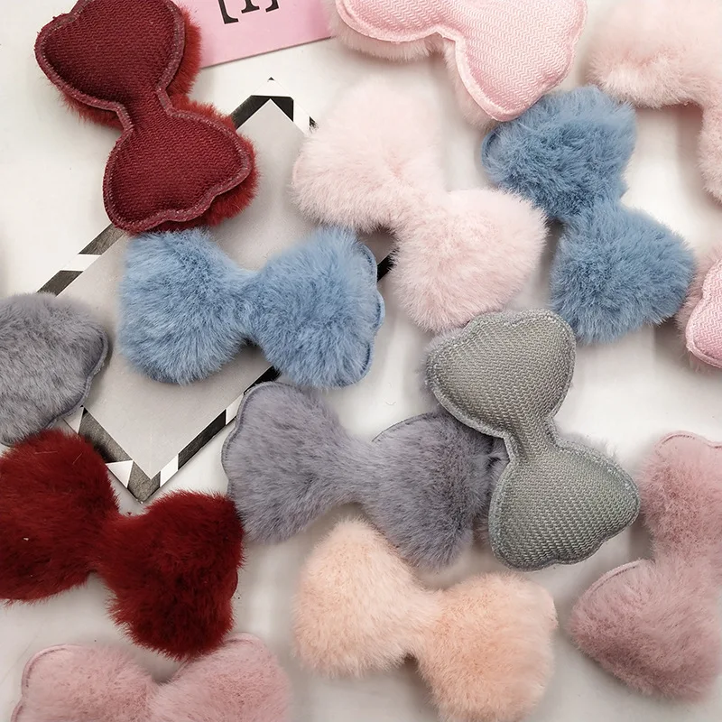 8Pcs Plush Bowknot Patches DIY Craft Supplies Kids Headwear Jewelry Brooch Crochet Toys Decor Gift-Wrap Sewing Accessory