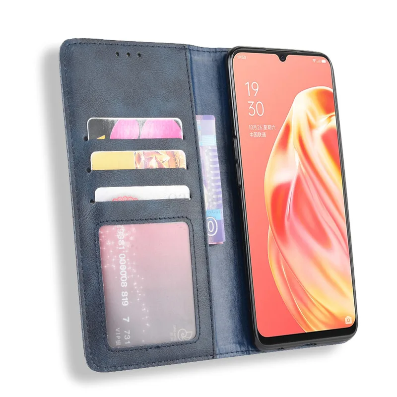 For OPPO A91 / F15 / Reno 3 Case Book Wallet Slim Magnetic Leather Flip Cover Card Slot Stand Soft Cover Luxury Phone Bags