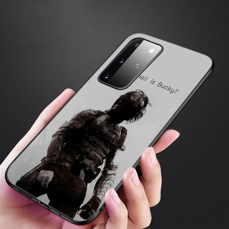 Bucky Barnes silikonowy futerał na telefon do Samsung Galaxy S22 Pro S21 S20 FE Ultra S10 Lite S8 S9 S10E S10 Plus miękki TPU czarny okładka