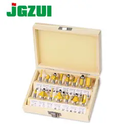 15 stücke 1/4 zoll Router Bit Set Trimmen Gerade Fräser für Holz Bits Wolfram Hartmetall Schneiden Holzbearbeitung