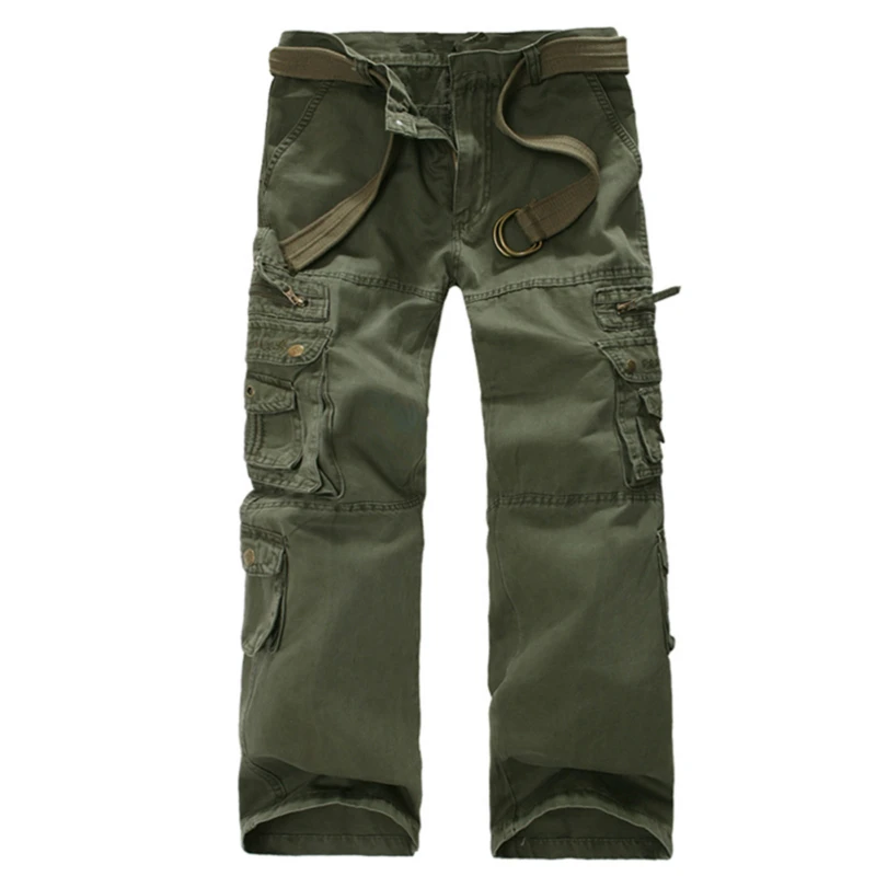 Men\'s Cargo Pants Multi Pocket Overalls Casual Pants Tactical Commandos Styles Loose Full Length Male Casual Trousers Plus Size