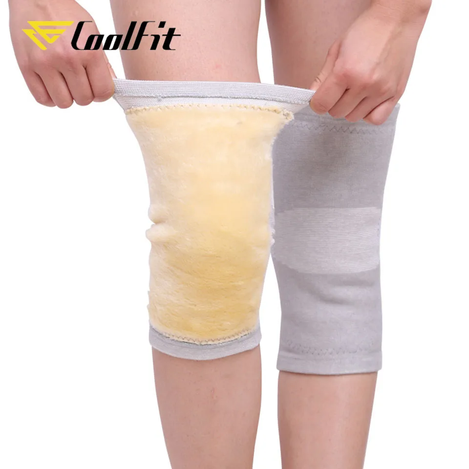 CoolFit 1 Pair Winter Warm Knee Pads Bamboo Charcoal Protective Gear for Women Old Men Kneepad Support for Running Cycling