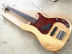 Custom edition ash wood wood color 4 string electric bass red guard chrome plated accessories free shipping