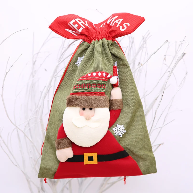 

Cloth Christmas Gift Packaging Bag Festival Candy Drawstring Bag Christmas Ornaments Xmas Gift Holders New Year Party Supplies