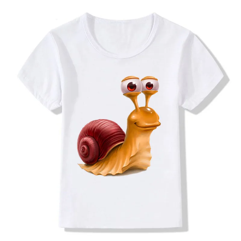 Cute Snail Print Cartoon T Shirt Funny T-shirt 2-12Y for Boys Girls