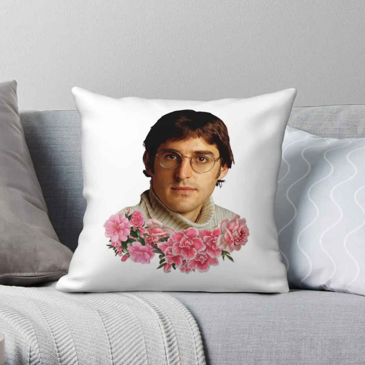 

Flowery Louis Theroux Square Pillowcase Polyester Linen Velvet Printed Zip Throw Pillow Case Sofa Seater Cushion Cover