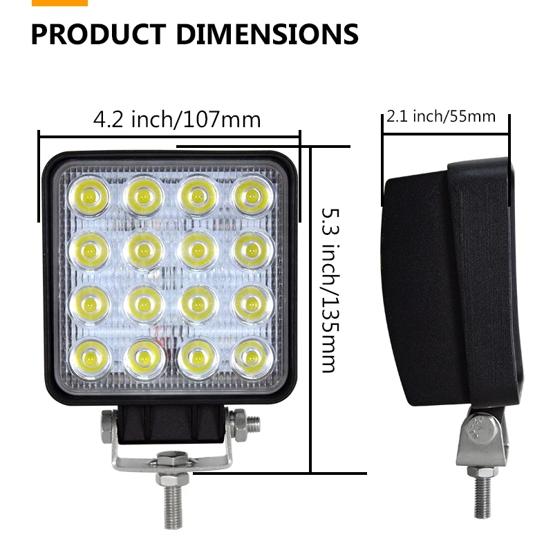 Auxtings 2pcs 10pcs waterproof 48w Flood/Spot led Work Light bar waterproof CE RoHS offroad truck car LED work light 12v 24v