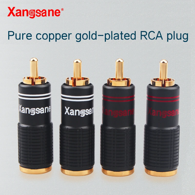 

Xangsane 4PCS Lotus RCA plug pure copper gold-plated audio signal cable plug hifi DIY amplifier speaker cable plug