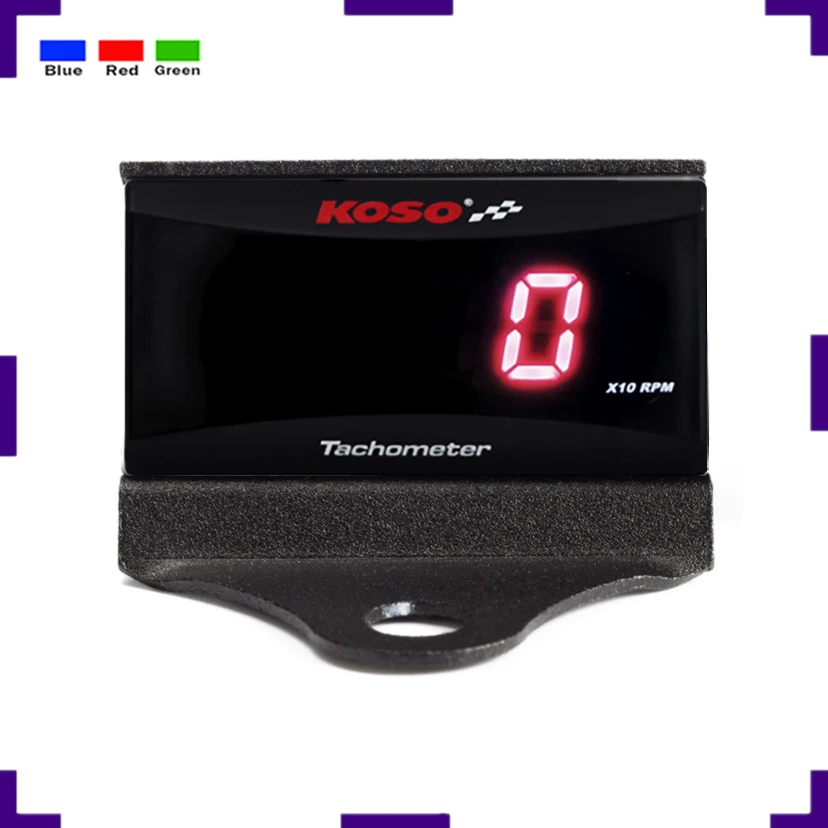 KOSO Mini RPM Meter Digital Square LCD Display Tach Hour Meter Tachometer Gauge With Bracket For Racing Motorcycle