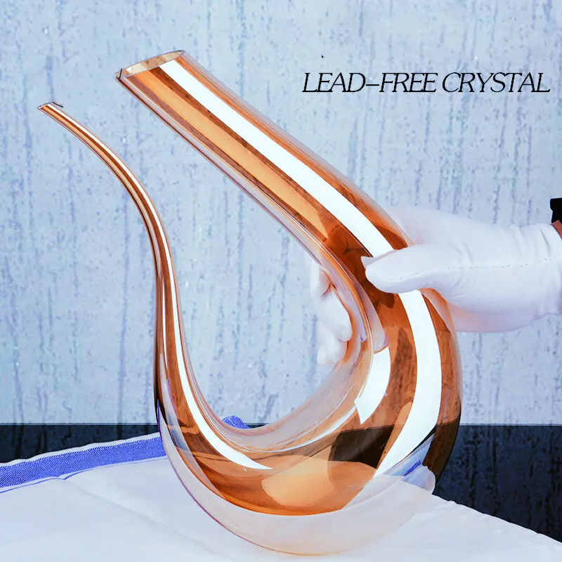 Lead Free Crystal Wine Decanter Household Local Tyrant Gold U-shaped Wine Dispenser European Glass Wine Pouring Pot