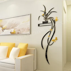 3D Acrylic Orchid Flower Wall Sticker Self-adhesion Home Decor Living Room TV Background Wall Decals Wall Decor