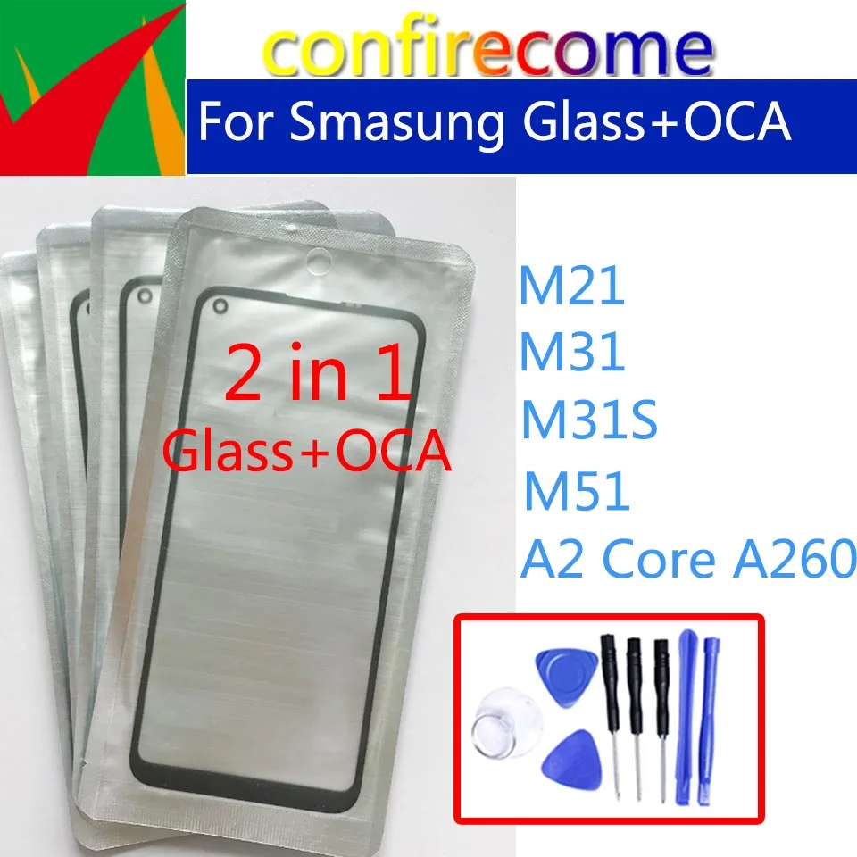 

Переднее стекло с OCA клеем для Samsung Galaxy M21s M21 M31 M31S M51 A2 Core A260 замена сенсорной панели
