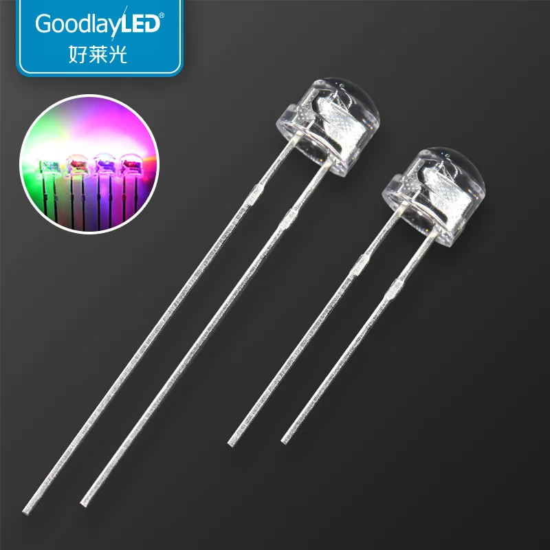 

1000pcsF5/5mm Straw Hat Fast/Slow Flash Transparent RGB Built-inIC High Light Emitting Diode LED DIP Long/Short Feet