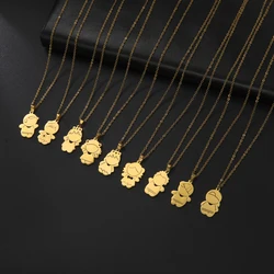 Unift Lovely Child Boy and Girl Necklace Kid Girl Boy Pendant Stainless Steel Necklace Fashion Family Jewelry Gift Wholesale