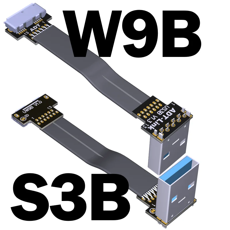 Плоский Удлинительный кабель USB 3.0 Type-A на Micro USB 5 Гбит/с, Складывающийся под углом 90 градусов Micro-B Male Female FPC FPV, шнур для аэрофотосъемки