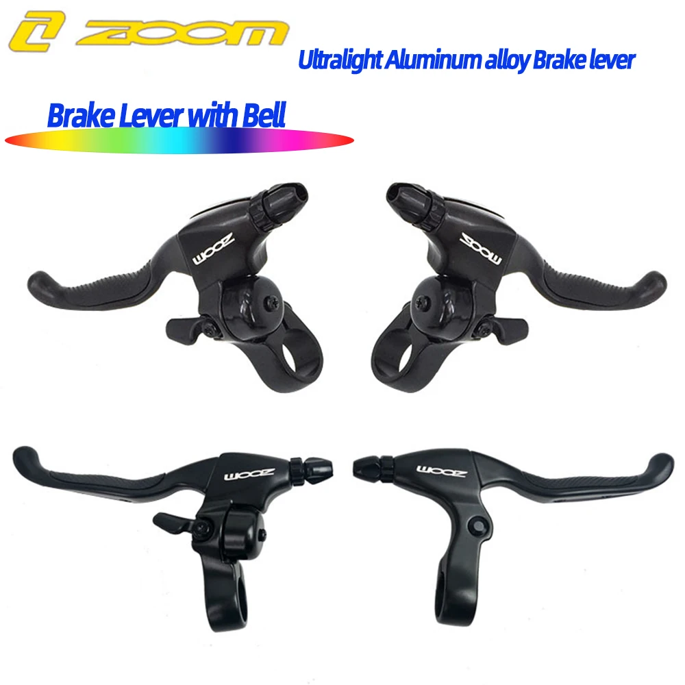 

ZOOM Bell Brake Lever For MTB BMX City Bike Aluminum Alloy V Brake Disc Brake Levers With Ring Bicycle Braking Handle Bike Parts