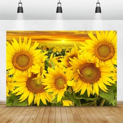 Laeacco-fondos de fotografía para estudio fotográfico, girasoles, atardecer, luz de naturaleza escénica, Bokeh, decoración de habitación