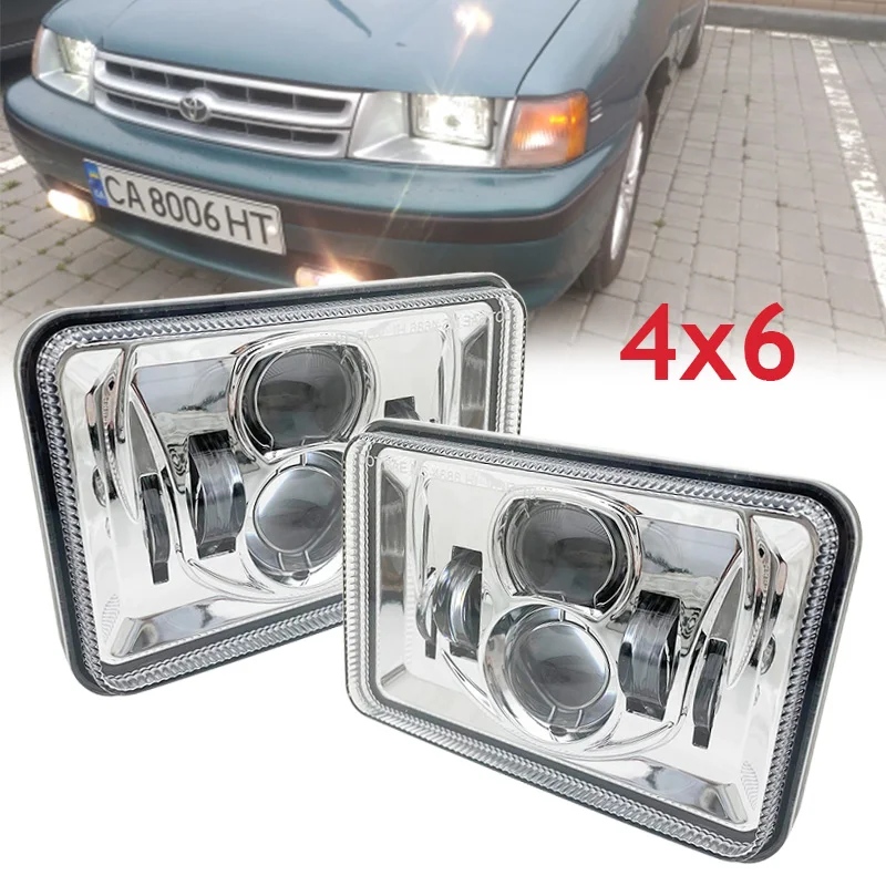 

2pc 4X6 LED Headlights DOT Approved with High Low Beam LED Work Light Bar Headlight Driving Lamp 6500K Spotlight