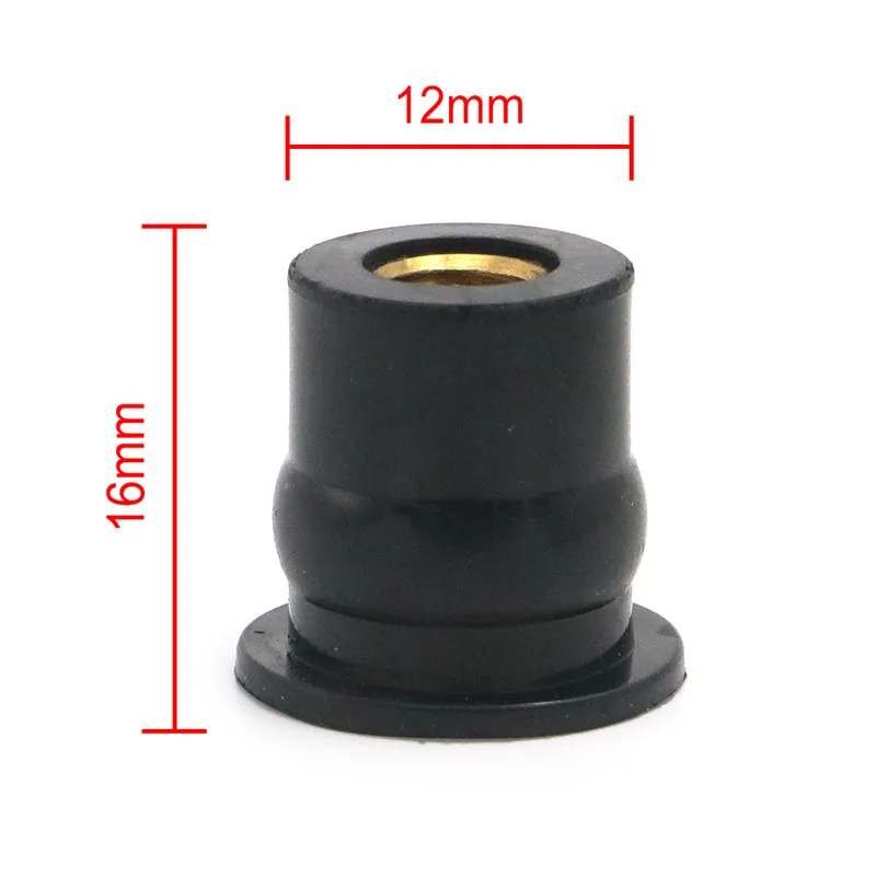 10 Piece Universal Motorcycle M6 6mm Rubber Well Nut Windscreen Wind screen Fairing Cowl Well Nut Bolts Screw 1/2\