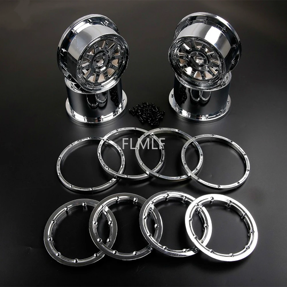 

New Plastic Chrome Wheel Hub Beadlock And Screw Set (Gen.3) Fit for 1/5 HPI ROVAN ROFUN KM GTB TS BAJA 5B SS