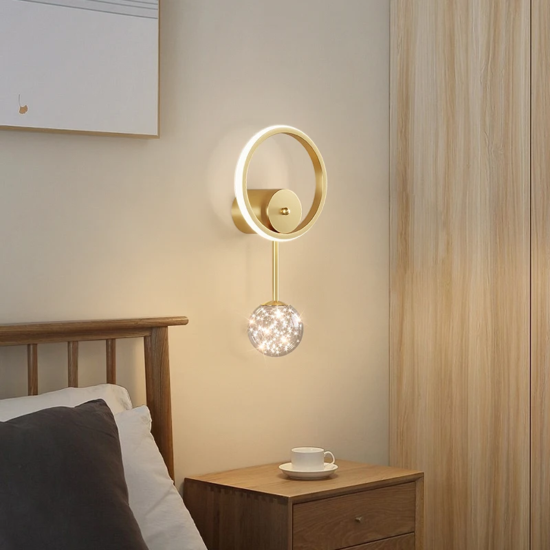 

Nordic Luxury Indoor Wall Lamp LED for Bedroom Bedside Background Gold/Black Iron Light Creative Wall Sconce Decor Fixtures