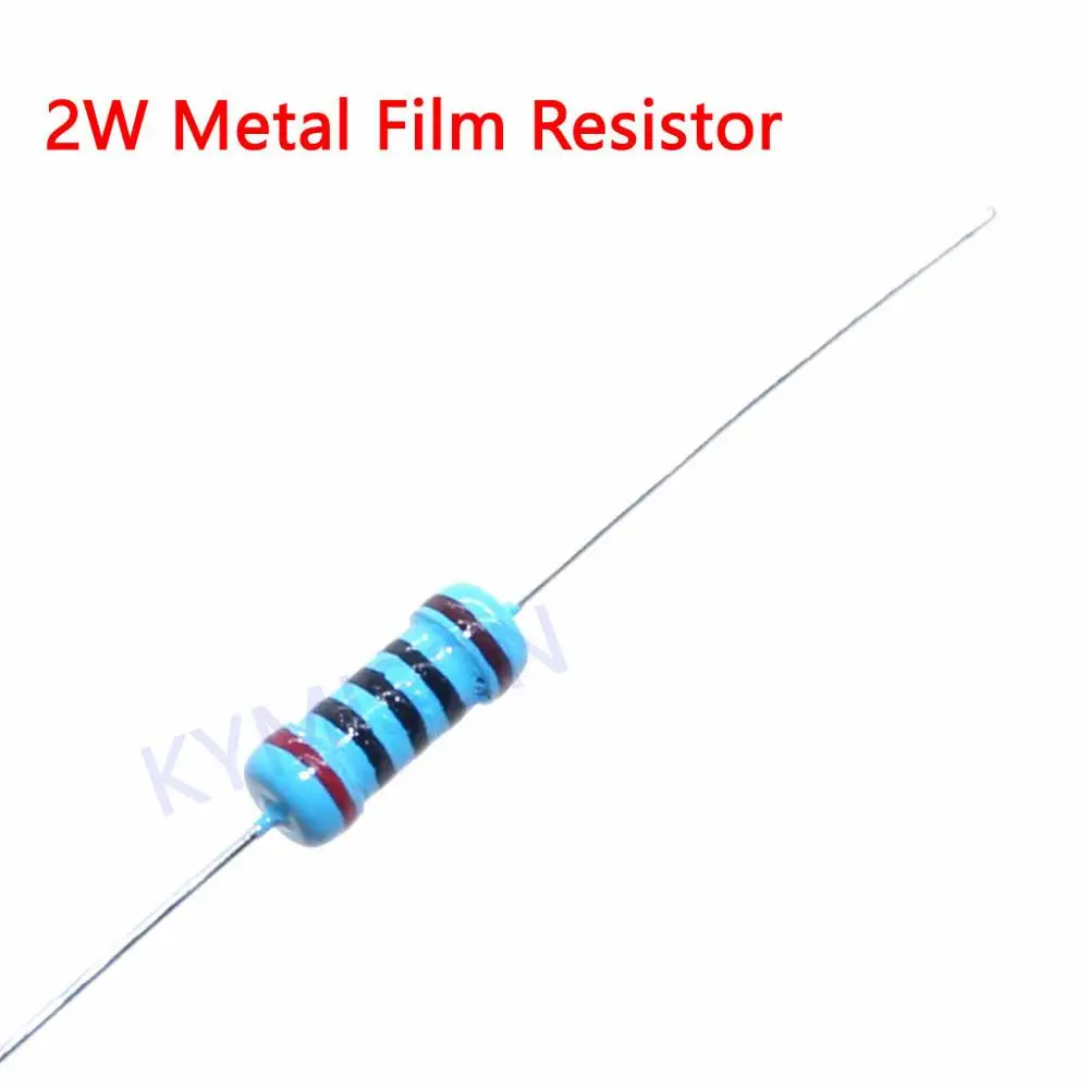 200pcs/Lot 2W Metal Film Resistor 1% 1R~1M 10R 22R 47R 100R 1K 4.7K 10K 22K 47K 100K 1 2 10 22 47 330 Five Color Ring Resistance