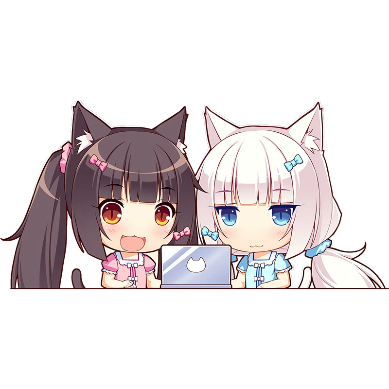 Three Ratels CA68 funny NEKOPARA_CHRONICLE Waterproof Decal  cat's ear girls sticker on Wall Fridge car hood moto skateboard