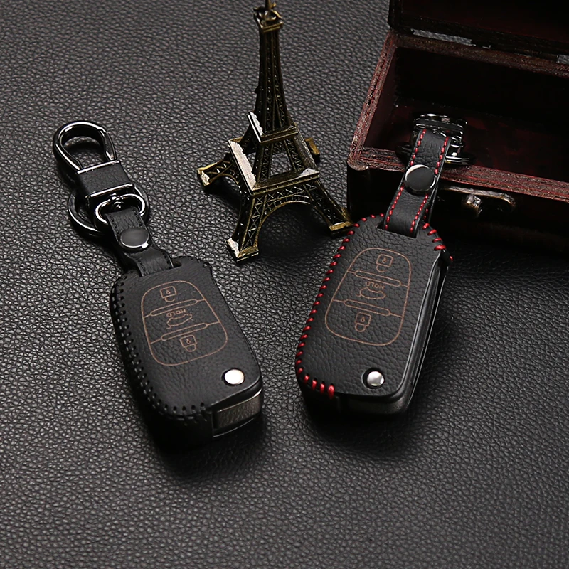 Genuine Leather car key holder cover for Kia K2 K5 ceed cerato sorento soul sportage R Bongo Sorento remote protector 3 Buttons