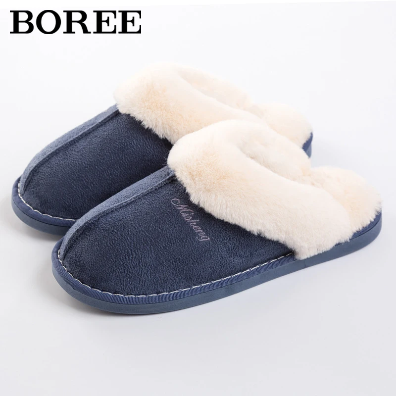 Women Indoor Slippers Winter Warm Shoes Plush Home Soft Slippers For Men Casual Shoes Anti-slip Couples Floor Shoes Fur Slides