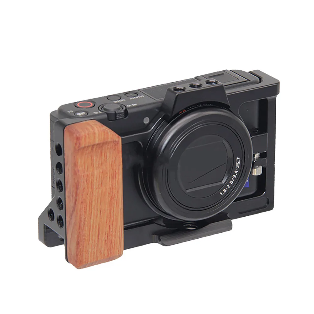 Camera Cage Wooden Grip Handle for Sony ZV1 Camera Expansion Housing Cage Photography Stabilizer Quick Release Frame Shell