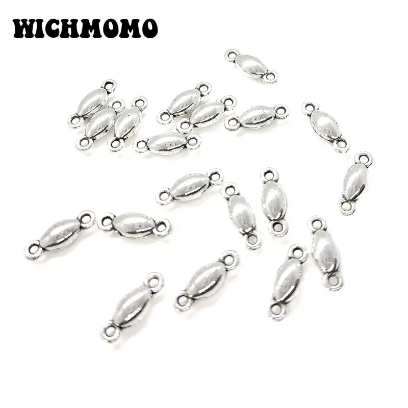 40 stück Zink-legierung Geriffelte Blume Zwei Löcher Oval Charms Anschlüsse Linker für DIY Schmuck Ohrring Halskette Zubehör