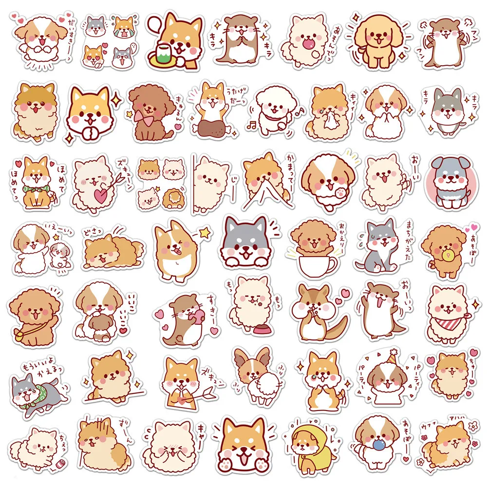 Desenhos animados Pet Dog Shiba Inu Etiqueta, Mão Conta Material, Notebook Decoração, Mala, Recompensa Toy, Atacado, Bonito, 10 Pcs, 30 Pcs, 50Pcs