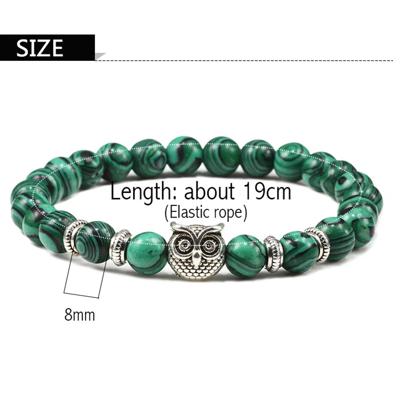 Owl Bracelet Fashion Women Tiger Eye Stone Bracelets Bangles Classic 8mm Black White Natural Lava Beaded Charms Jewelry for Men