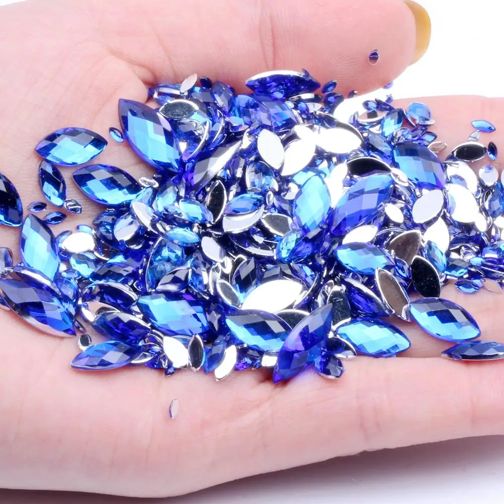 

3x6mm 2000pcs Acrylic Flat Back Marquise Earth Facets Many Sizes Crystal Color Acrylic Shape Glue On Beads Decorate DIY