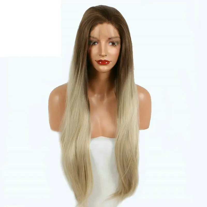 

Melody Pastel Brown Ombre Blonde Long Silky Straight Synthetic Lace Front Wigs for Women Natural Looking Daily Wear