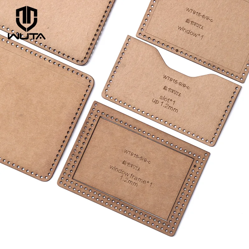 WUTA 915-C Classic Bifold Wallet Leather Template Clear Kraft paper Pattern Set Leather Craft Card Holder Short Purse Model