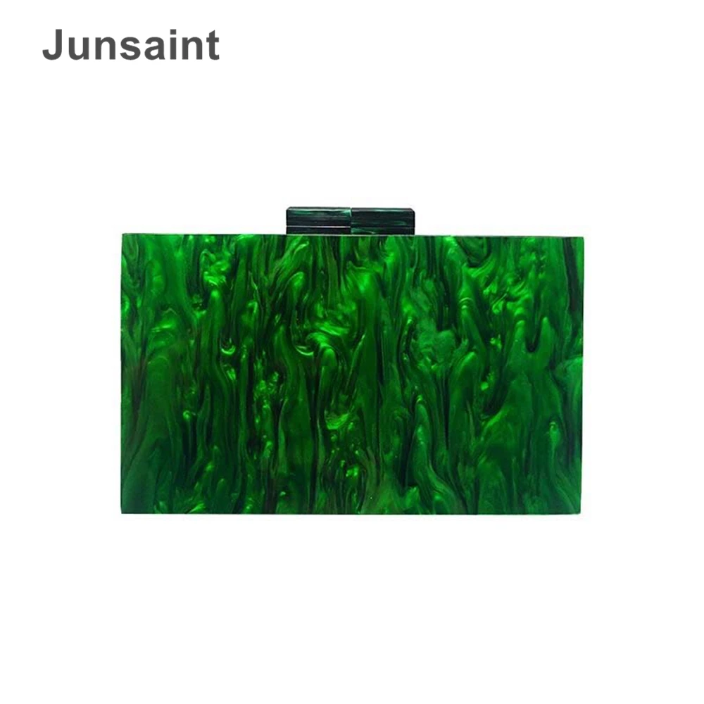 Stylish New Pearlscent Green Acrylic Clutch Purse Elegant Women Solid Evening Bags Chic Casual Party Prom Dinner Chains Handbags