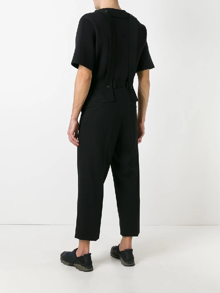 Spring And Autumn New Men's British Slim Overalls Casual Personality Thin Leg Pants Black Nine Points Pants Pencil Pants