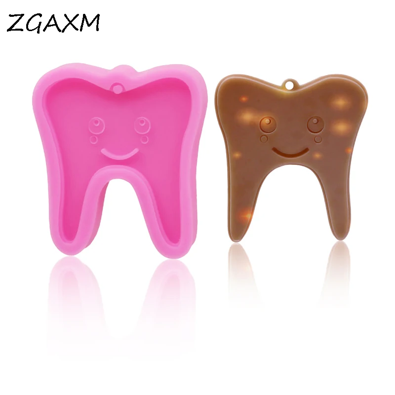 

LM1028 Shiny Cartoon tooth shape epoxy resin silicone mold tooth pendant earring keychain making silicone mold chocolate candy