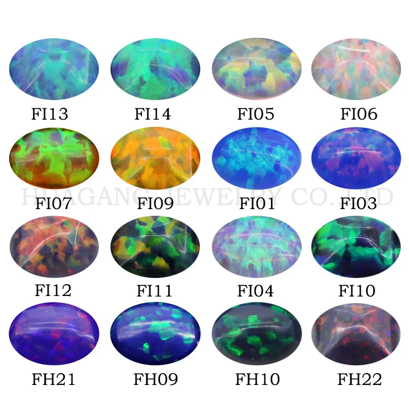 Oval Shape Opal Loose Lab Created Gems Flat Base Cabochon Opal Stones Semi-Precious Gems Beads For Jewelry Making 3x5mm-7x9mm