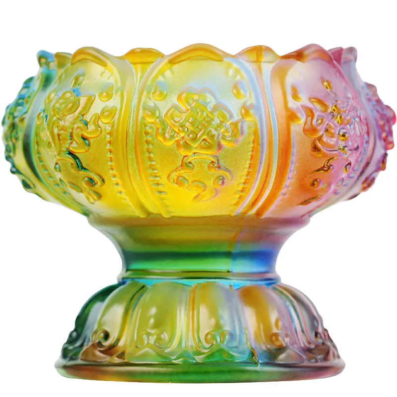 Lamp holder colorful water glass high temperature resistant temple household candle holder Changming lamp holder