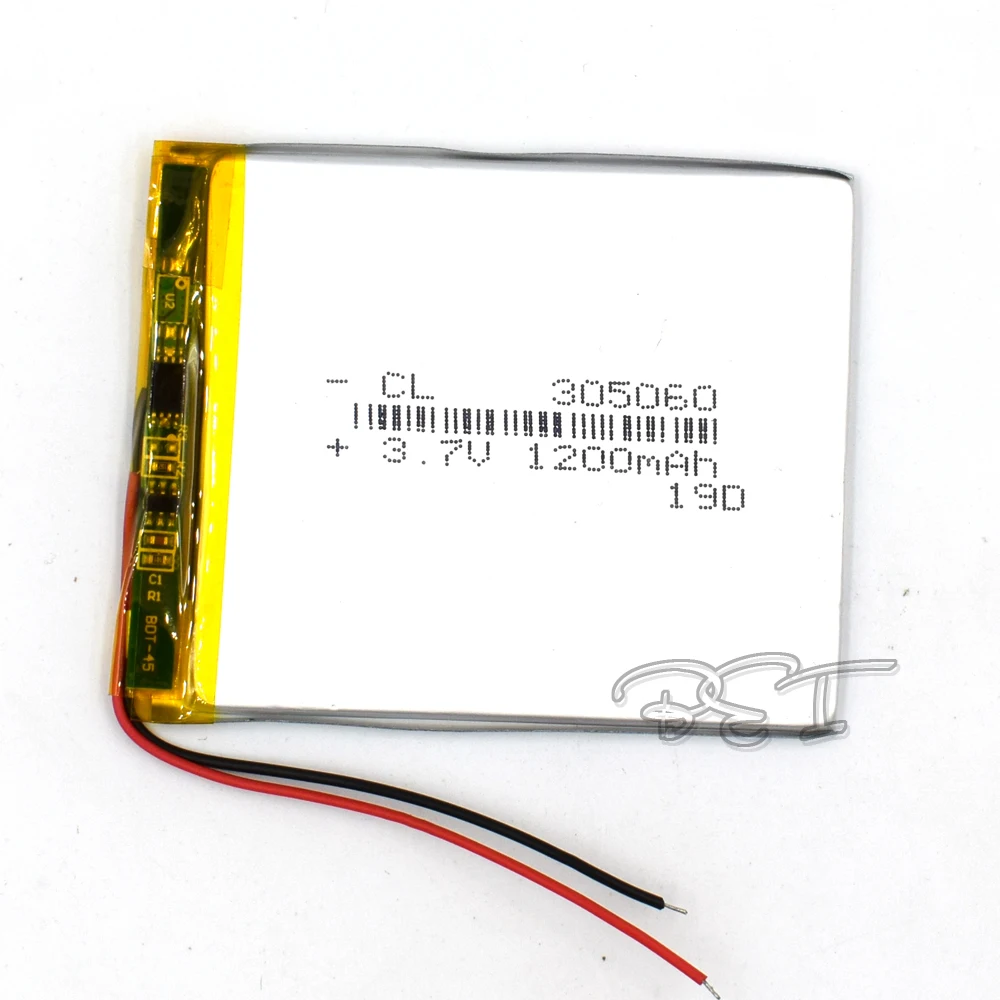 Lithium polymer Battery 305060 3.7V 1200mah Rechargeable Liion Cell Li-Po For DVD PAD PDA MP5 GPS Digital Product Navigator