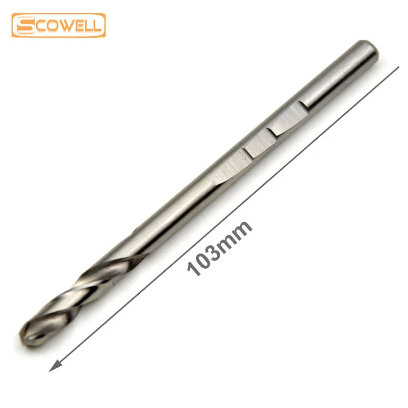 10pcs SCOWELL Milled Shank PILOT เจาะบิตสําหรับรู SAW Arbor 6.35*103 มม.หรือ 6.35*72 มม.6.35x82 มม.HSS Center Twist เจาะ Bits