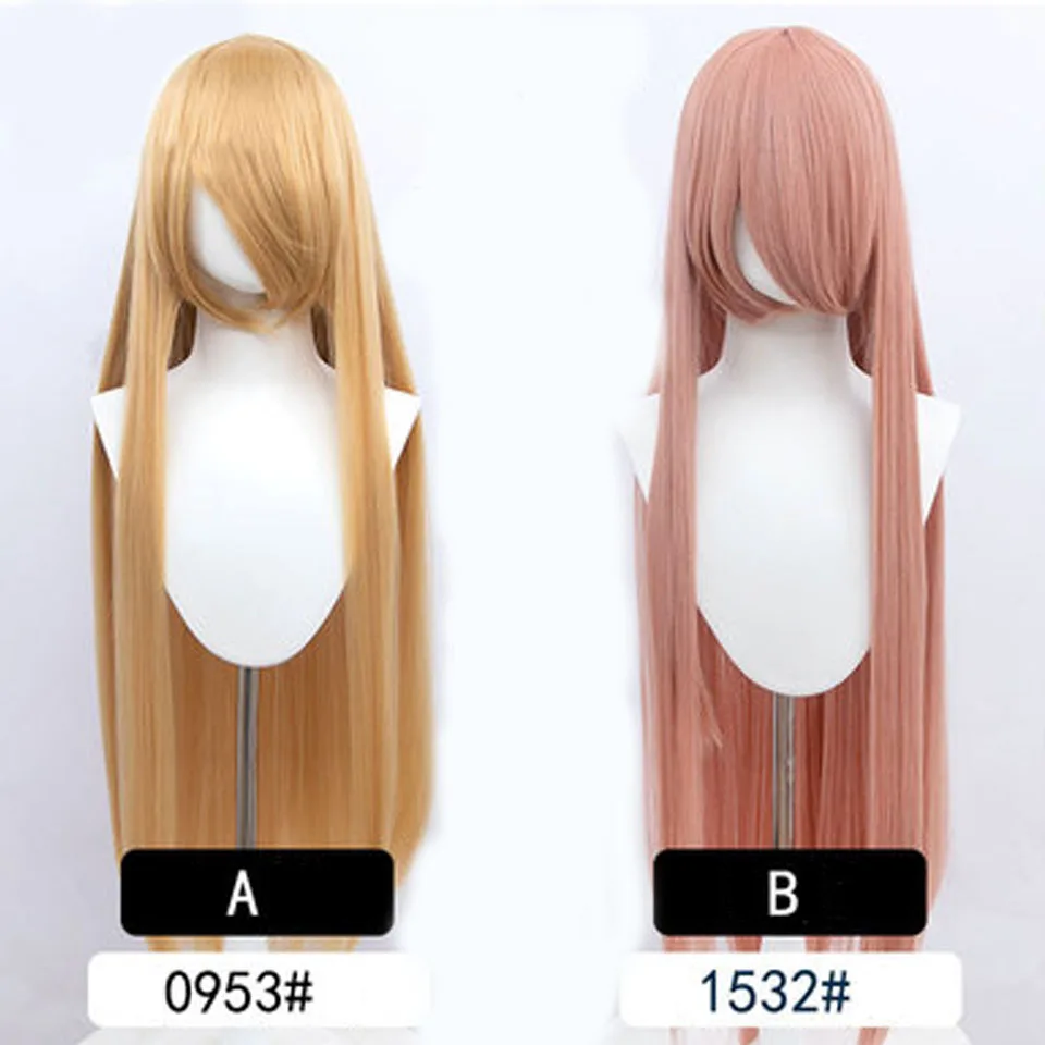 AOSI 100 cm lange gerade Cosplay-Haar-Synthetik-Perücke, Schwarz, Weiß, Rot, Rosa, Braun, Gold, Blau, Damen, hitzebeständig, Anime-Perücken – Detail 27