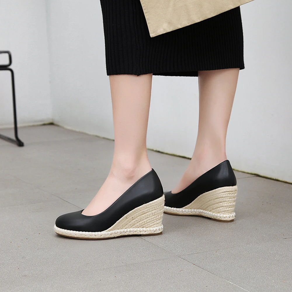 Brand Design Ladies Espadrille Wedges Casual High Heels 2024 New Pumps Women Shallow Platform Shoes Woman Flax Hemp Canvas Shoes