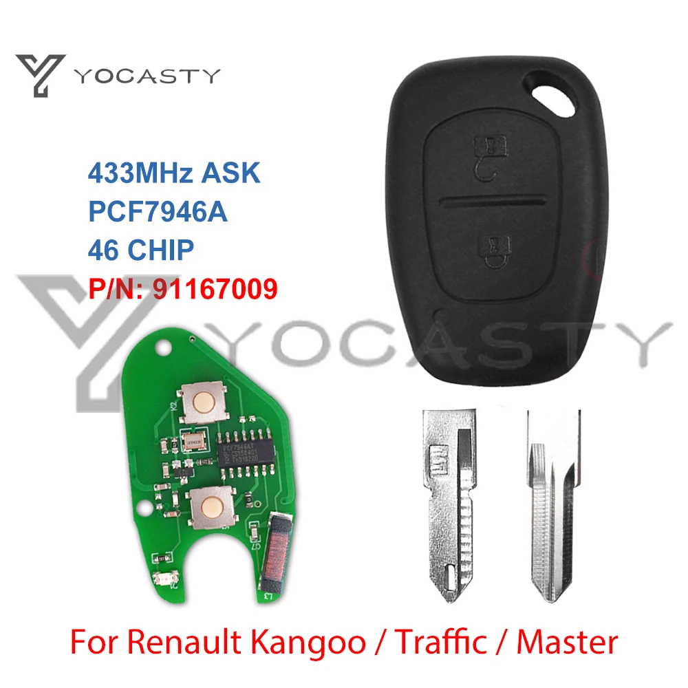 

YOCASTY P/N: 91167009 PCF7946A NE73 Remote Car Key For Renault Master Traffic Kangoo Interstar Primastar Vauxhall Vivaro