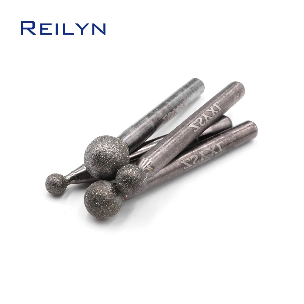 Reilyn 6mm Round Head Diamond Grinding Bit 120# Ball Point Emery for Jade Stone Polishing Carving Engraving Rotary Tools 1 PCS