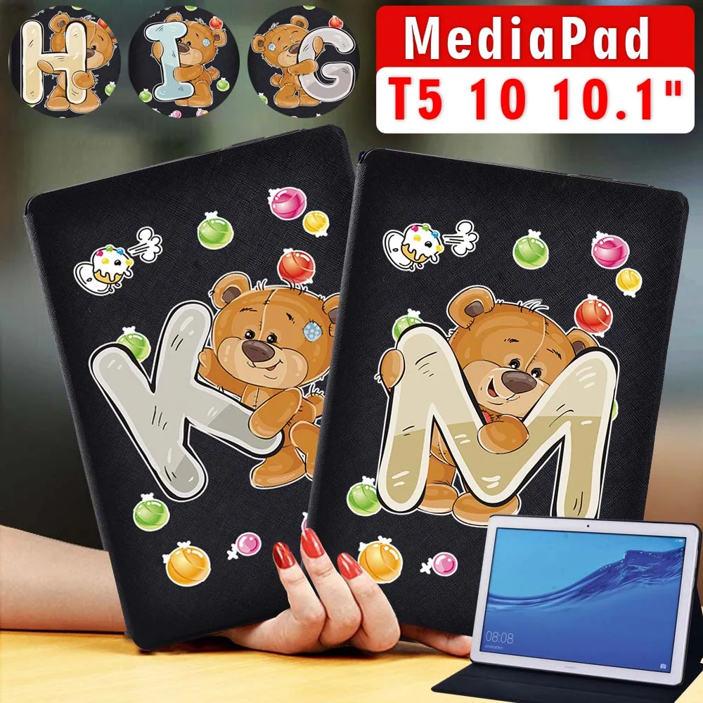 

Tablet Case for Huawei MediaPad T5 10 10.1 Inch PU Leather Folio Shell Cover Case + Free Stylus