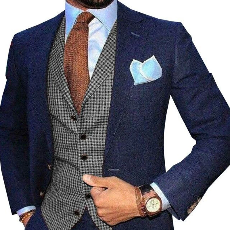 Mens Suit Vest Plaid Coffe Champagne Wedding Wool Business Waistcoat Jacket Casual Slim Fit Gilet Homme Vests For Groosmen